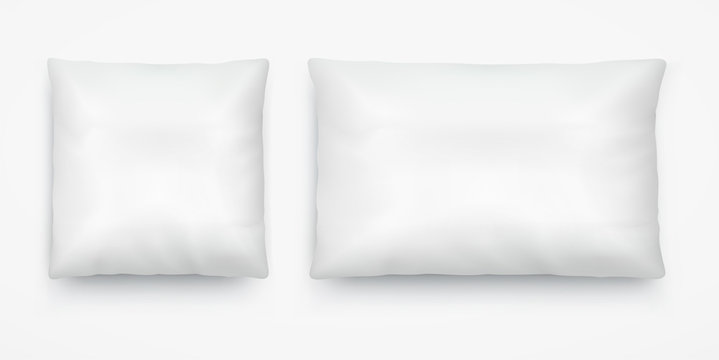 White Pillow Layout Square And Long Rectangular.