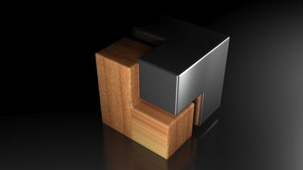 Abstract cubic art - 3D rendering