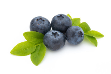 Fresh blueberries on a white background.