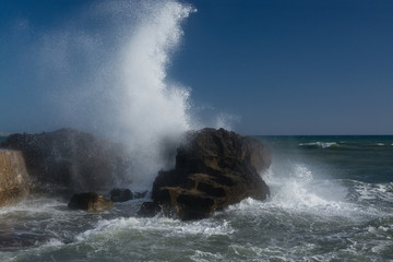 Windy day splashing waves