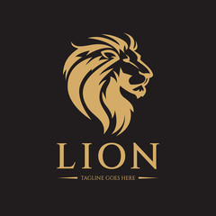 Lion head logo design template. Vector illustration