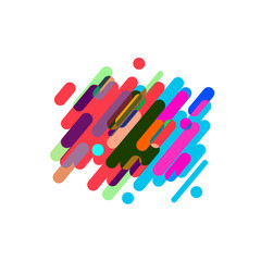 Modern style abstraction with composition made of various rounded shapes in color. Vector illustration
