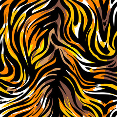 Seamless abstract wild exotic animal print.Leopard, zebra,gepard, tiger striped pattern. © OlgaLIS