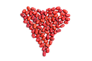 Heart shape made of Jujube, Chinese dried red dates