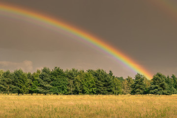 Regenbogen am Abend mit Farben Interferenz Streifen an der Innenseite Licht Optik Phänomen