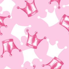 Pattern with crowns. Seamless watercolor background 3