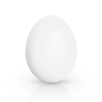 Single white chicken egg isolated on white background. Vector illustration.
