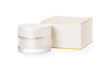 template of white cosmetic container and box, with clipping path