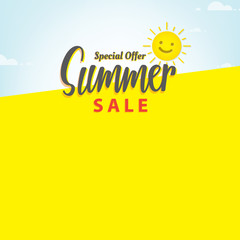 Summer Sale blank frame heading design for banner or poster. Sale and Discounts Concept. Vector illustration.