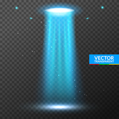 UFO light beam. Alien transport futuristic bright light in dark on transparent. UFO spaceship isolated glow effect design © kolonko