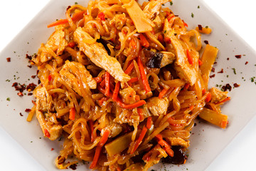 Chinese food with chicken 