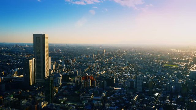 新宿から望む夕景　東京タイムラプス　西に広がる町並み　杉並区　世田谷区
