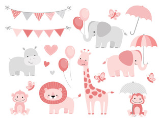 Cute Jungle Animals Set for Baby Showers and Birthdays