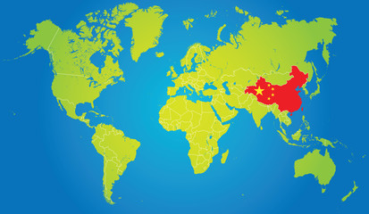 Fototapeta na wymiar China on the world map