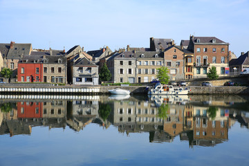 Fototapeta na wymiar Idyllic Givet on the River Meuse in Ardennes, France