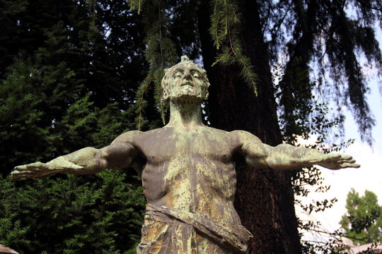 Jesus Sculpture in Milan Monumental Cemetery