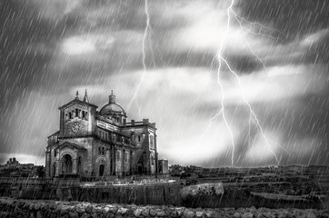 Ta Pinu church in a storm