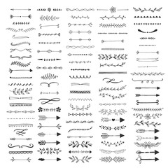 Hand drawn ink dividers and lines. Isolated. Vector. - obrazy, fototapety, plakaty