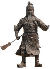 Guan Yu, the god in statue on isolate and white background