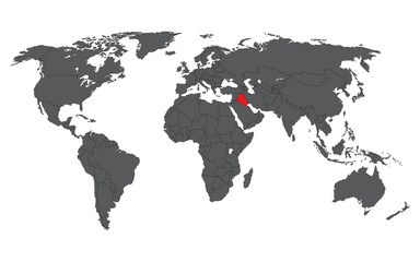 Iraq red on gray world map vector