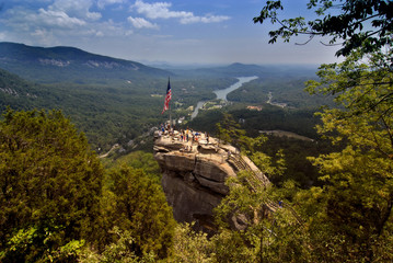 Naklejka premium chimey rock over look of smoky mountains