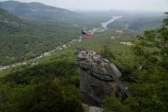 chimey rock over look of smoky mountains