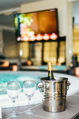 Champagne bottle in the wellness center