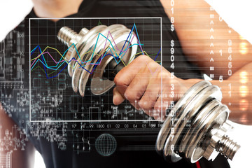 Gym and sport concept. Sport and biometric studies.Technology and healthy science