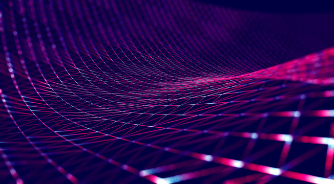 Fondo abstracto de tecnologia y ciencia.Malla o red con lineas y formas geometricas.