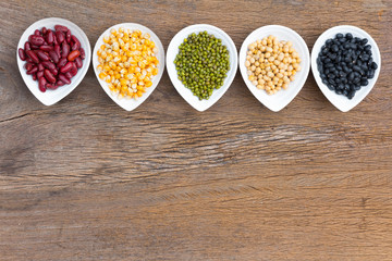 Beans variety,different types of beans background, beans and lentils