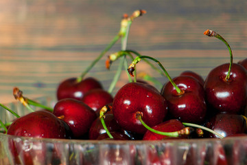 Fresh juicy cherry on the table