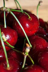 Fresh juicy cherry on the table