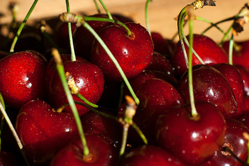 Fresh juicy cherry on the table