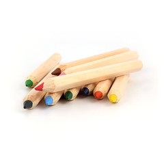 Colored pencils in various angles on a white background