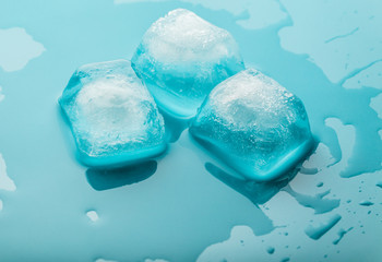 Ice cubes close-up melting