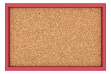 Fototapeta premium Blank Cork Billboard With Red Frame On White Background, 3d illustration