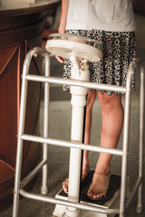 woman weighing herself