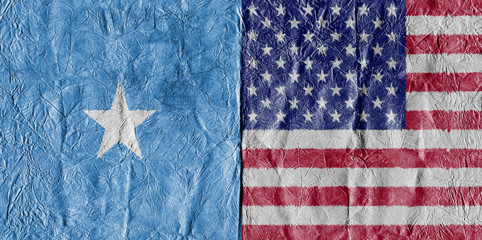 USA Flagge und Somalia Flagge auf Papier