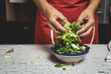 Unrecognizable woman preparing food