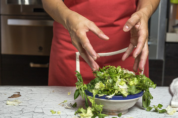 Unrecognizable woman preparing food