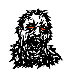 Rampage zombie. Vector illustration. Black and white colors.