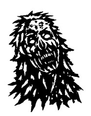 Naklejka premium Terrible zombie head. Vector illustration.