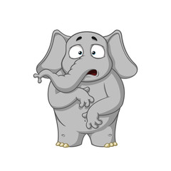 Elephant. Character. Surprised. He is surprised. Wow. Big collection of isolated elephants. Vector, cartoon