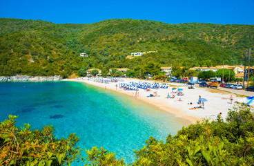 Fototapeta na wymiar Travel Greece, the most beautiful beach Poros in Lefkada island, summer holiday