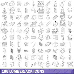 100 lumberjack icons set, outline style