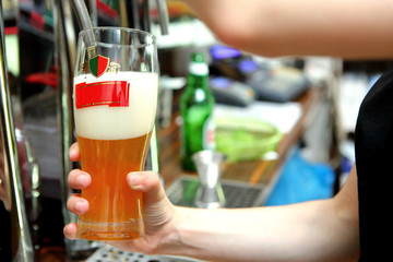 Golden soft drink or beer is a beautiful caramel color refreshing aroma and unique flavor.