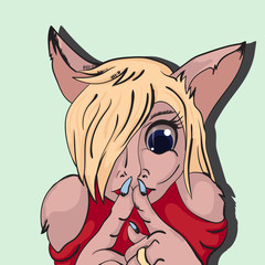 Girl cat furry silence