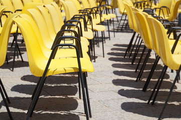 Yellow chairs parade