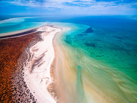 Aerial view of sea and coastline, Perth, Australia