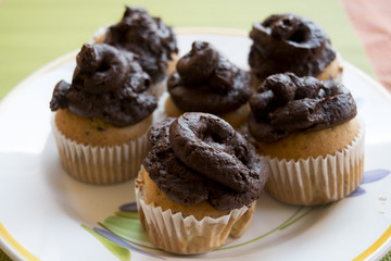 handmade muffins with chocolate cream